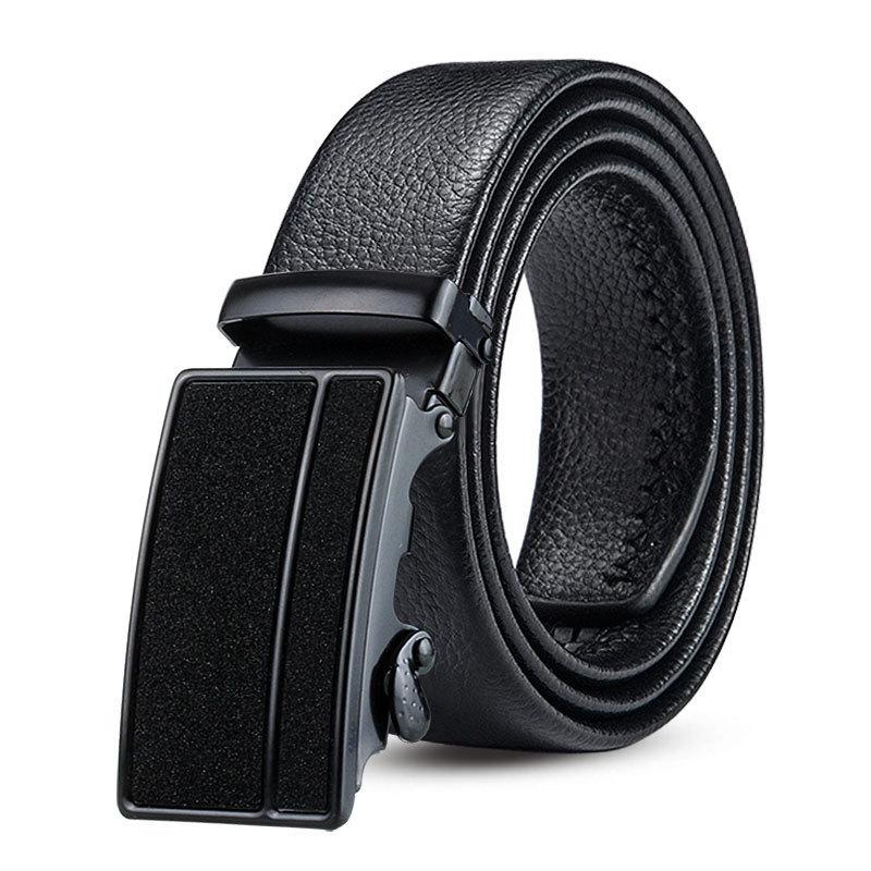Men’s Automatic Buckle Leather Belt with Customizable Logo - Perfect for Business and Casual Wear