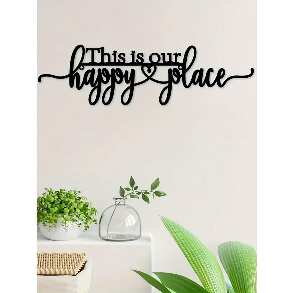 Metal Wall Art Sign Happy Place Home Decor Weatherproof Living Room Bedroom