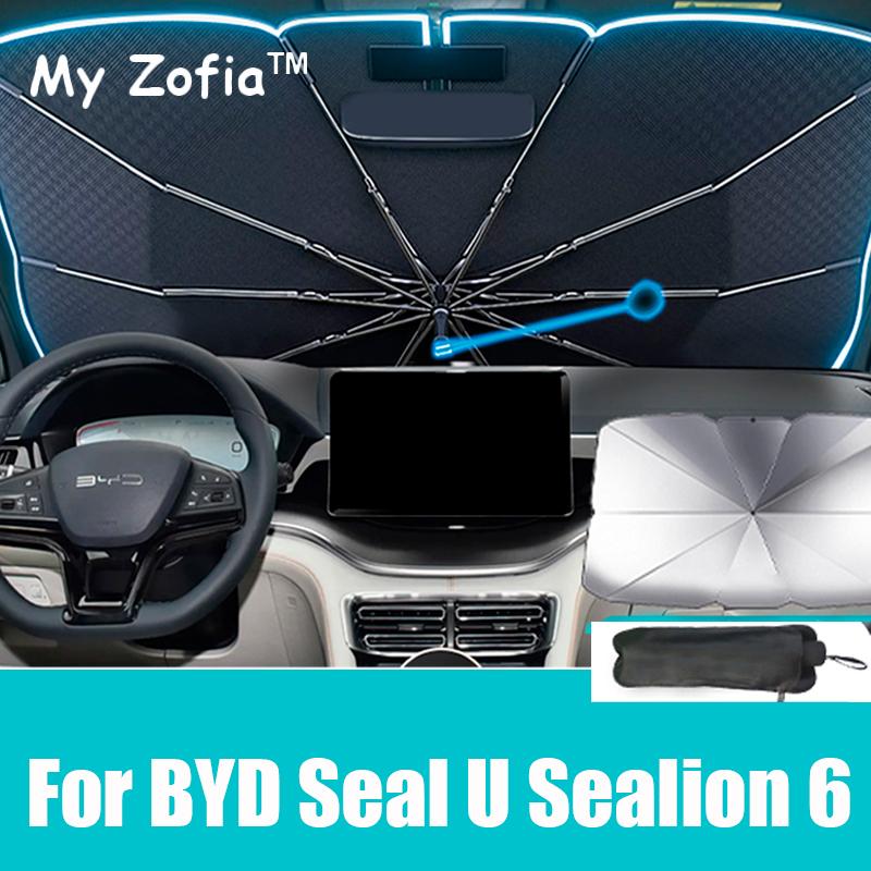 For BYD Seal U Sealion 6 2023 2024 2025 Car Windshield Foldable Umbrella Insulation UV Protect Reflector SunShade Accessories