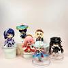 6PCS Genshin Impact Q Version Figures Set Raiden Shogun Scaramouche Hu Tao Yae Miko Klee Model Desktop Ornament Decor Toys Gift