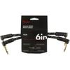 Fender Shielded Cable Deluxe Series Instrument Cables (2-Pack), Angle/Angle, 6", Black Tweed 08