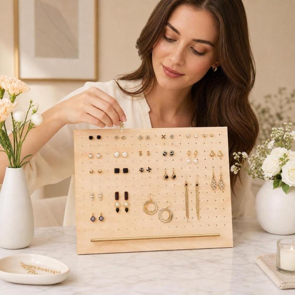 With Base Jewelry Storage Rack Porous Jewelry Display Board Earring Holder Dressing Table