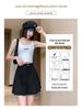 Women's High Waist Pleated A-Line Wide-Leg Shorts - Large Size, Black, Summer Versatile Skirt-Style Pants