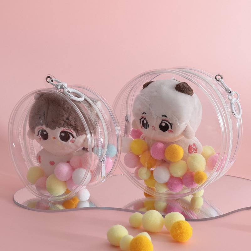 10cm Transparent Round Plush Doll Outing & Storage Bag