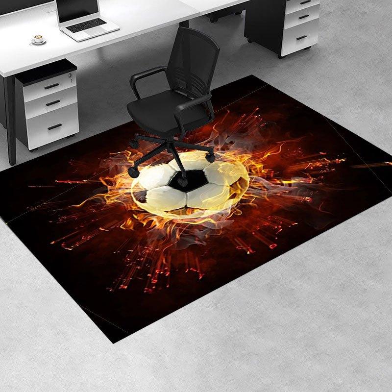 "Flaming Soccer Ball Sports Poster"Office Mat Perfect for Home Decor Office Desk Chair Rugs Chair Carpet for office Polyester Chair Mat Gift