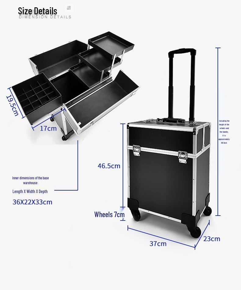 Large Universal Makeup Case with Wheels - Professional Storage for Beauty, Hairdressing, Nail Art, and Tattoo Supplies