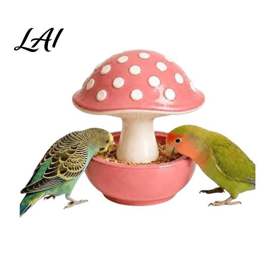 Corrosion Resistant Bird Feeder Resin Mushroom Feeder Spill Proof No Mess Cage
