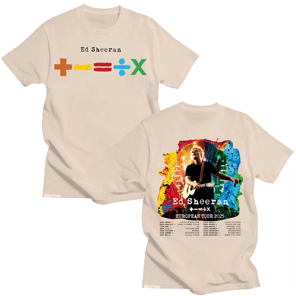 Ed Sheeran European Tour Tshirts Unisexs and Womens Cotton Clothing O Collar Short Sleeve Loose Fashion Tshirt Fan Gif Tees