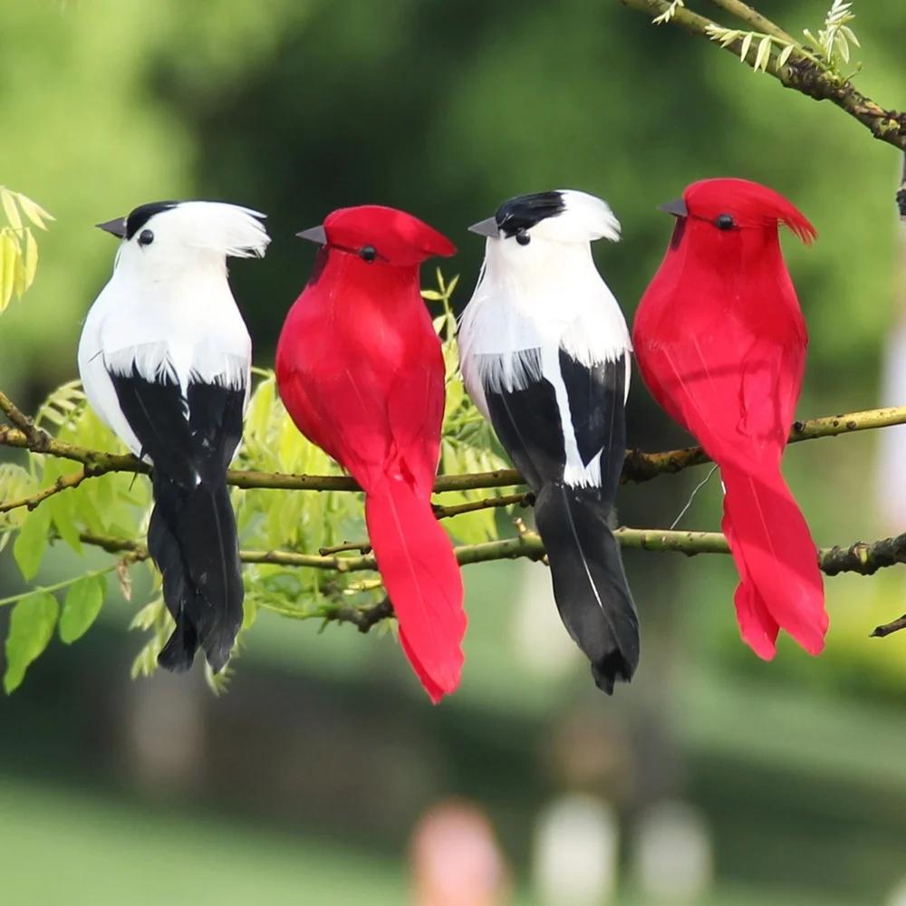 2Pcs Artificial Foam Feather Parrots Imitation Bird Miniatures Model Home DIY Craft Ornament Garden Wedding Party Decoration