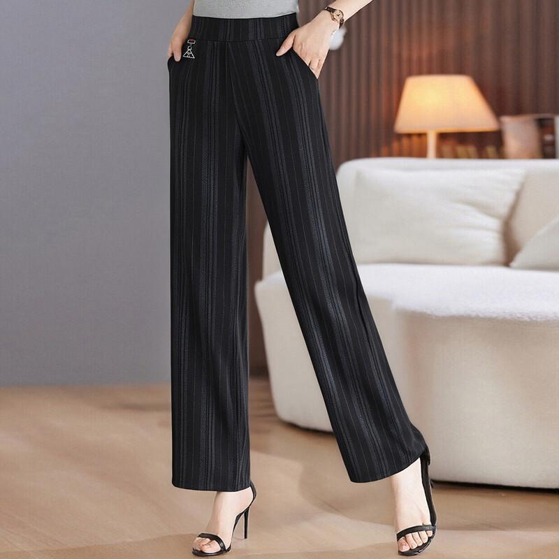 Women s Autumn Elastic Waist Wide-Leg Casual Pants XXL