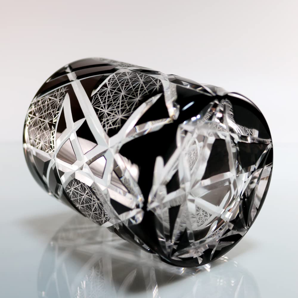 GREEM MARKET Crafts with wooden box Cut glass Gift Present Glasswork Kiriko glass Chrysanthemum Tsunagi cup Shochu glass Rocks glass Product GMS02511