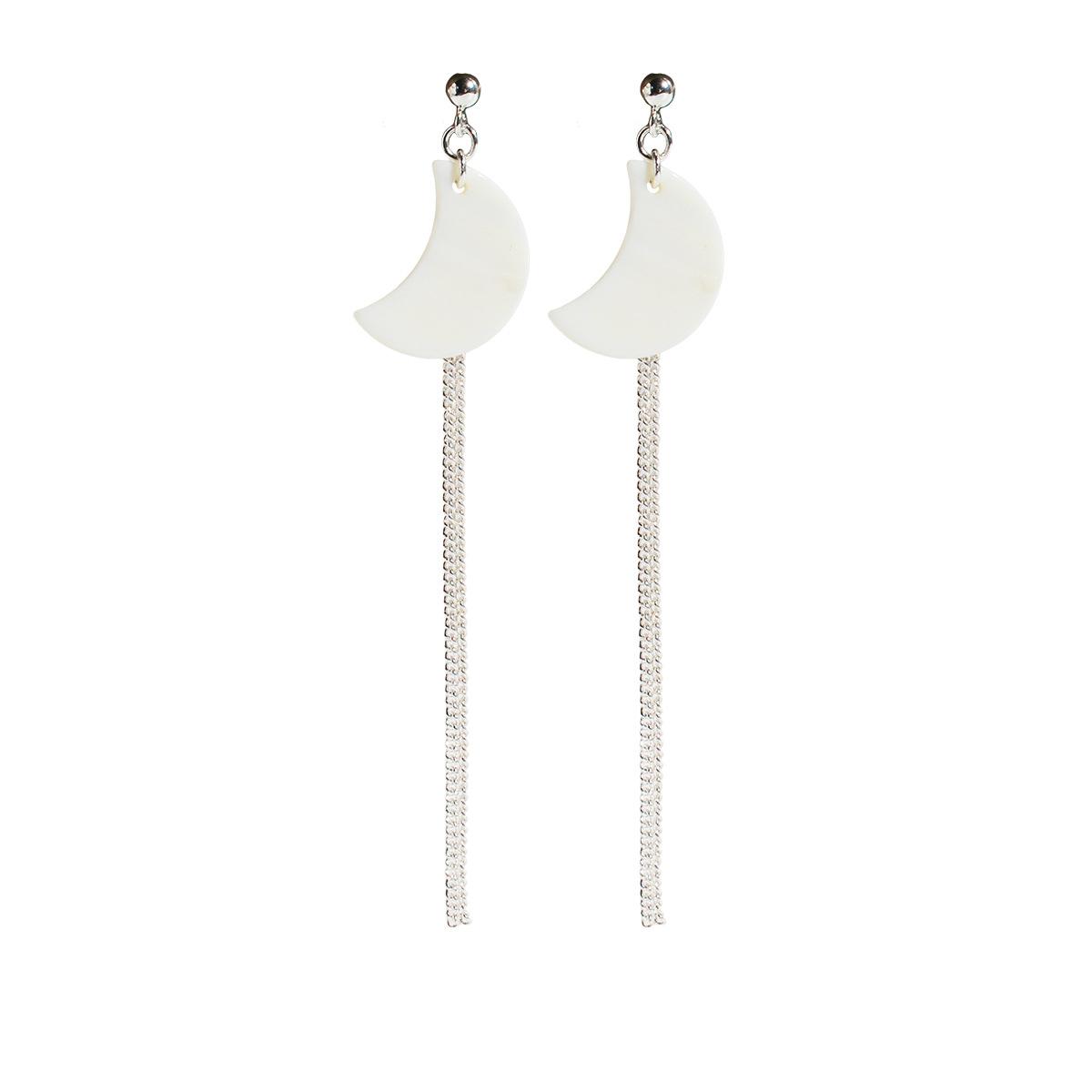 

Серьги-полумесяцы из натуральной ракушки Muse Fan Gao Cold Silver Chain Tassel Long Earrings Guofeng New Chinese 440