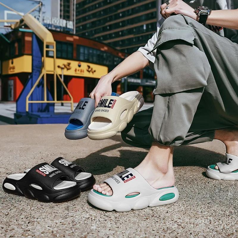 Fashion Slippers Platform 5cm Men Soft Air Cushion Slippers Eva Women'S Slippers Fashion Flip Flops Outdoor Shoes Summer Sandals