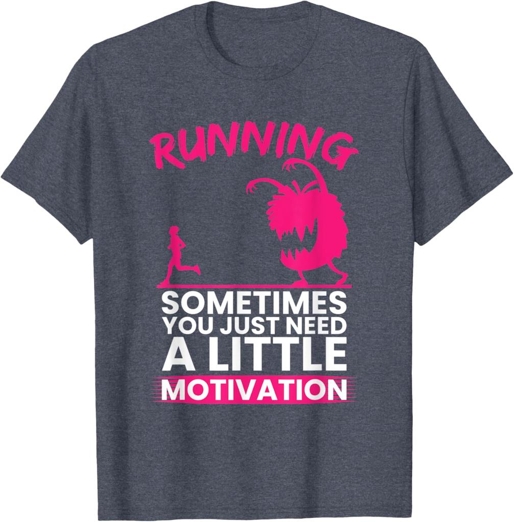 Running Monster Motivation Graphic Print Mens Cotton TShirt Casual Crew Neck Tee