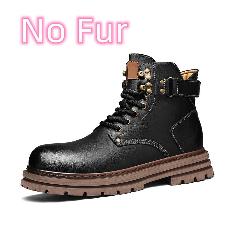 Fashion Ankle Boots Warm Winter Genuine Leather Men Boots Comfort High Top Shoes Outdoor Anti-slip Walking Shoe Travel Lace-Up Boots