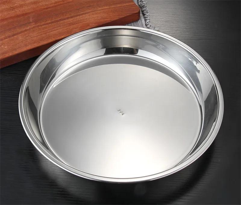 304 Stainless Steel Plate tray Noodle Plate Flat Steamed big Large Size Meal Plate Dual Handle Dough dishes and plates sets dish