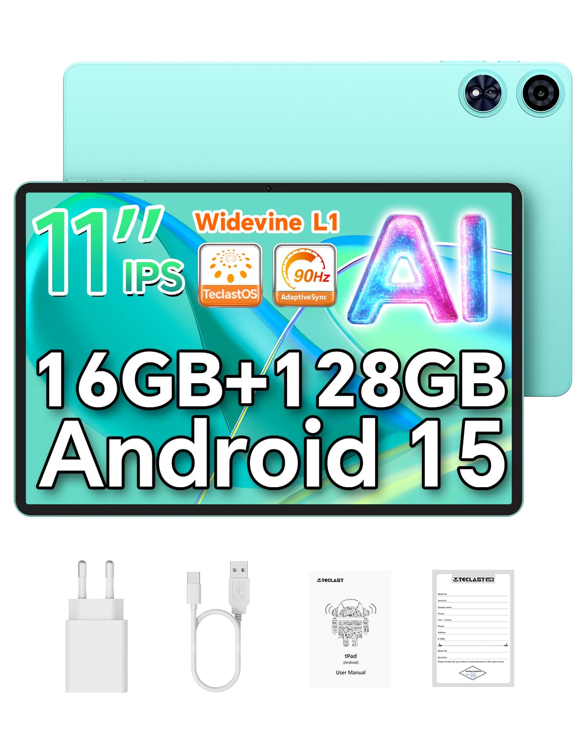 

для Android 15 TECLAST P50 ai Функція ШІ Android 15 Висока частота оновлення 90 Гц 7000 мАг ЦП з Widevine L1 16 ГБ 128 ГБ 1 ТБ WiFi 6 Планшет з великим екраном [Новий