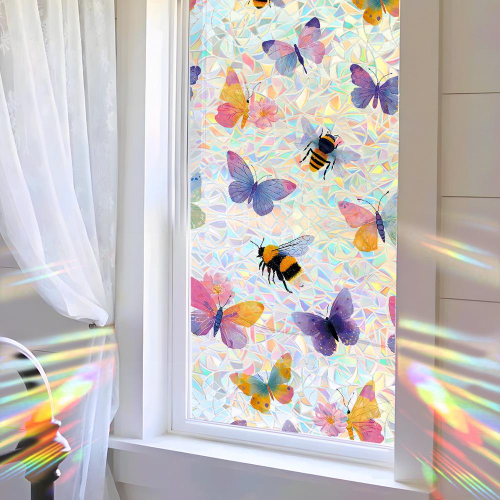 Laser Schillernde Träumerische Schmetterling und Biene Heim Glasfenster Dekorative Aufkleber