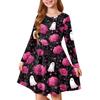Girls' Summer Princess Dress Halloween Day- Long Sleeve A-Line T-Shirt Dress