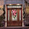 Wall Decoration Christmas Wreath Xmas Front Door Wall Decor Candy Cane Christmas Wreath Bow Garland for Christmas Decoration