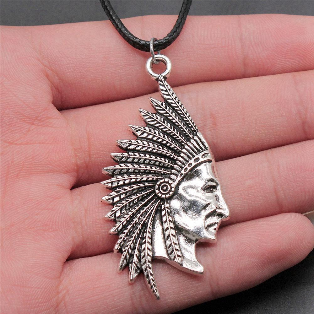 45cm Necklace Leather Chain Big Chief Pharaoh Buddhism Minimalist Jewelry Components QN015