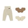 Soft Modal High Waist Leggings 1P Bib 2P Creamy Caramel 12M [Konny] + F-set (Creamy Gingham, Gingham, Brown)