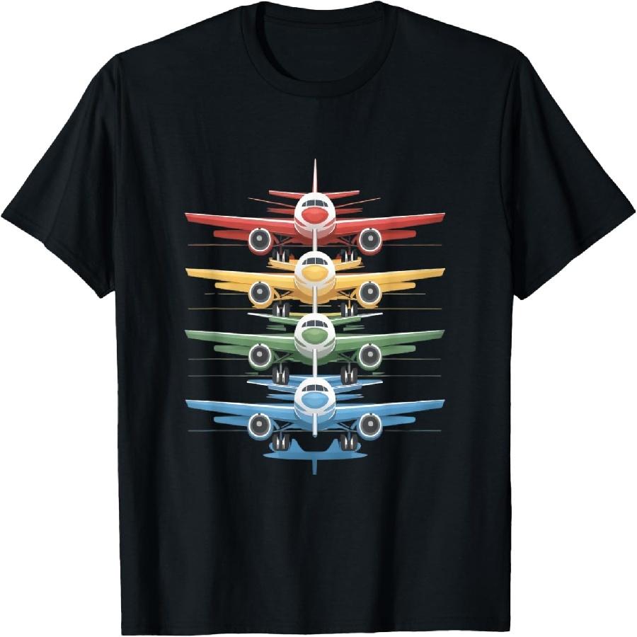 Aviation Airplane Flying Airline Colorful Enthusiast Pilot T-Shirt