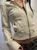 Giacche Cropped Vintage da Donna Harajuku Casual Slim Fit con Zip Capospalla Y2K Streetwear Manica Lunga Autunno