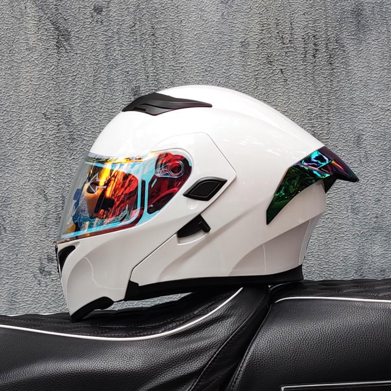 E5GOrz Flip-up Motorcycle Helmet for Men & Women – Full Face, All-Season with Bluetooth Slot, Big Tail Wing, 3C Certified