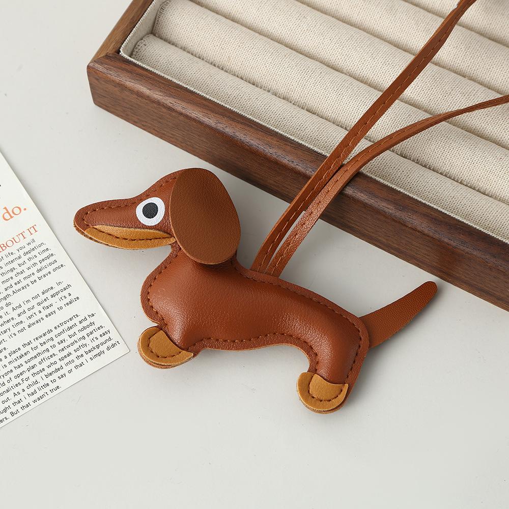 Dachshund leather pendant Korean version diy cute ins puppy bag pendant lanyard couple car pendant