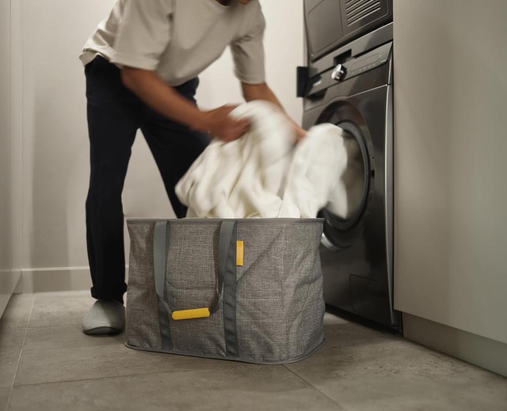 Joseph Joseph Hold-All Max Foldable 55L Laundry Basket Bag, Durable Fabric, Moisture-Resistant, Gray [Authentic] 50039