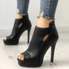 Sandali con tacco alto da donna, sandali con tacco a bocca di pesce, scarpe da ufficio traspiranti, stivali quadrati traforati, scarpe estive con plateau, scarpe da festa e da sposa