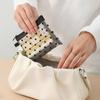 Transparent Mesh Makeup Bag With Cute Black Heart Pattern Smooth Zipper For Travel Cosmetic Storage