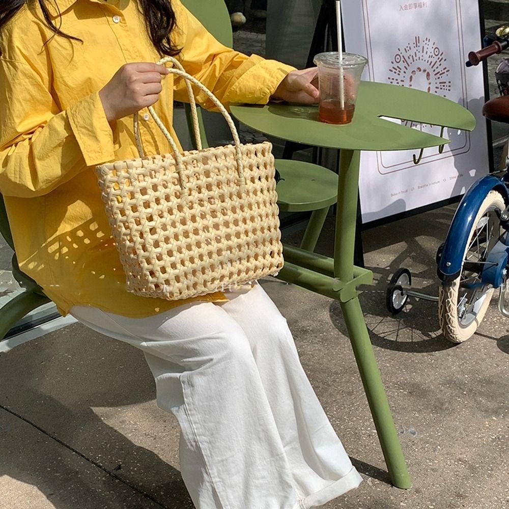 Bohemian Style Beach Tote Bag Vacation Style PVC Handbag Cute Vegetable Basket Bag Streetwear