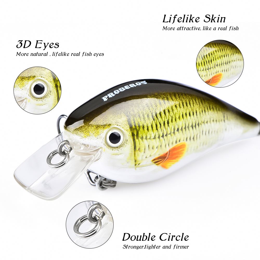 6 Colors 7.6cm 12.7g Available Artificial Bait Crank Hard Plastic Fishing Lures