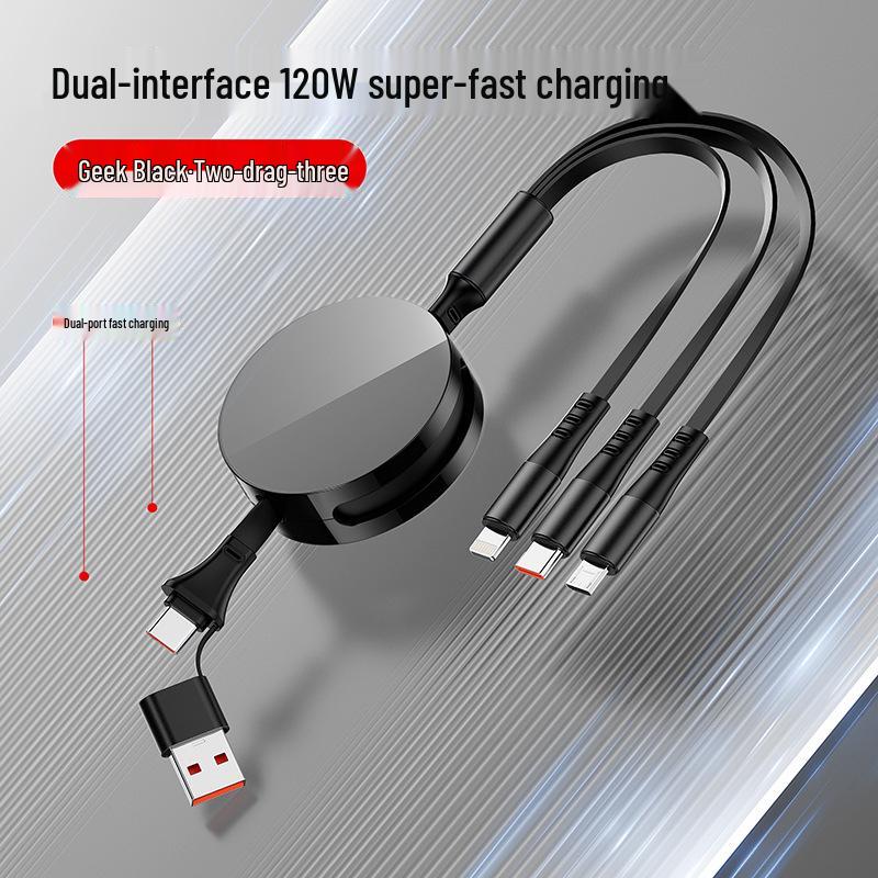 Juran Retractable Multi-Head Fast Charging Cable - 3-in-1 Function