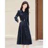 Petite Elegant A-Line Tiered Shirt Dress with Elastic Belt