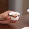 Outdoor travel kung fu tea set suet jade set Dunhuang ceramic cover bowl Kuaike cup one pot three cups portable leather bag