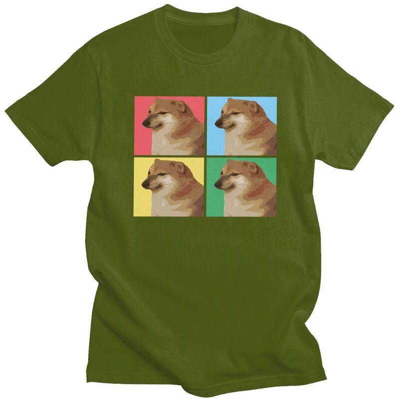 Custom Vaporwave Aesthetic Cheems T Shirts Men 100 Cotton Tees Shiba Inu Doge Meme Tshirt ShortSleeve Fashion Tshirt Clothing