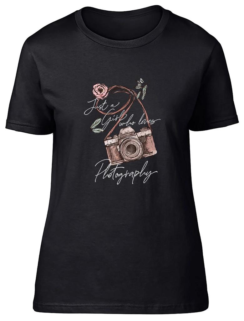 Photography Womens T-Shirt Just a Girl who Loves Photography Ladies Gift Tee