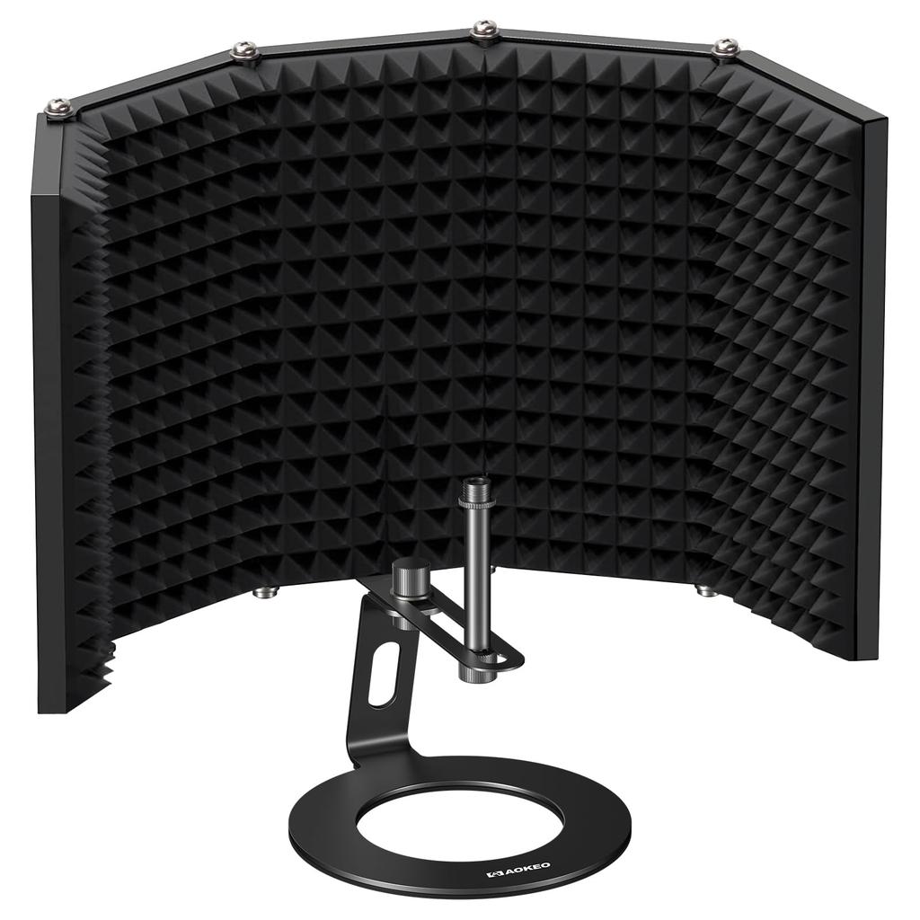 Aokeo Isolation Professional Microphone Shield with Foldable and Adjustable Microphone Filter for Condenser Recording and Studio Use Shield,