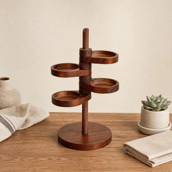 Yousheng Rotatable Storage Rack, Multi-Purpose Wooden Organizer, Space-Saving Portable Jewelry Holder, for Kitchen Bathroom Bedroom