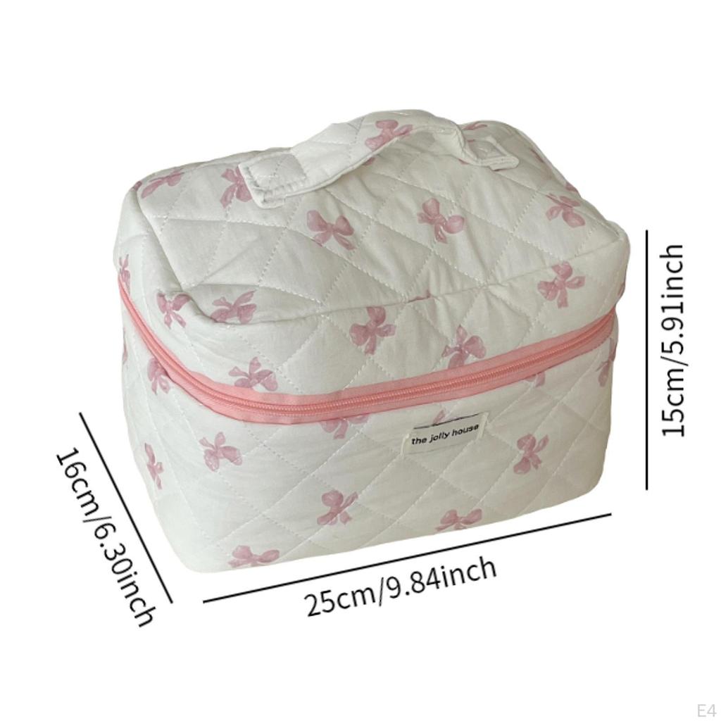 Søt sminkepose sløyfe kosmetisk bærbar multifunksjonell for kvinner jenter oppbevaring