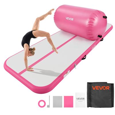 VEVOR Aufblasbare Gymnastik-Luftmatte mit Luftzylinder 3m Trainingsmatten, 10 cm Dicke Stabile Tumblingbahn mit Elektrischer Pumpe