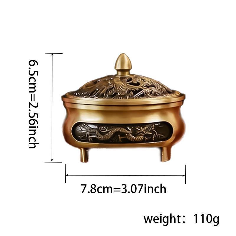Dragon Phoenix Lotus Leaf Alloy Incense Burner - Non-Stick, Coil-Friendly, Auspicious Clouds Design