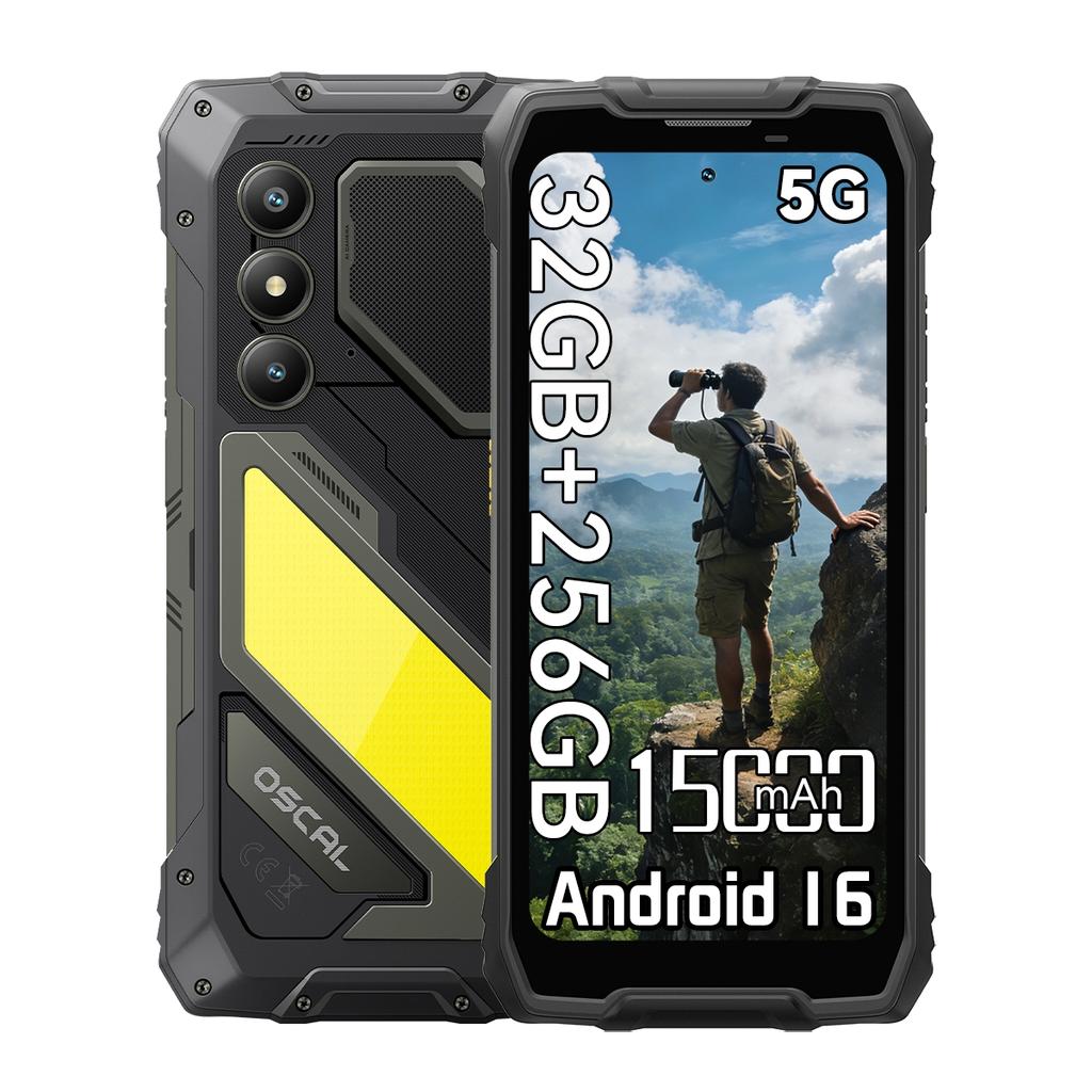 OSCAL PILOT 5 Rugged Mobile 5G Android 16 15000mAh 8GB RAM 256GB ROM Smartphone