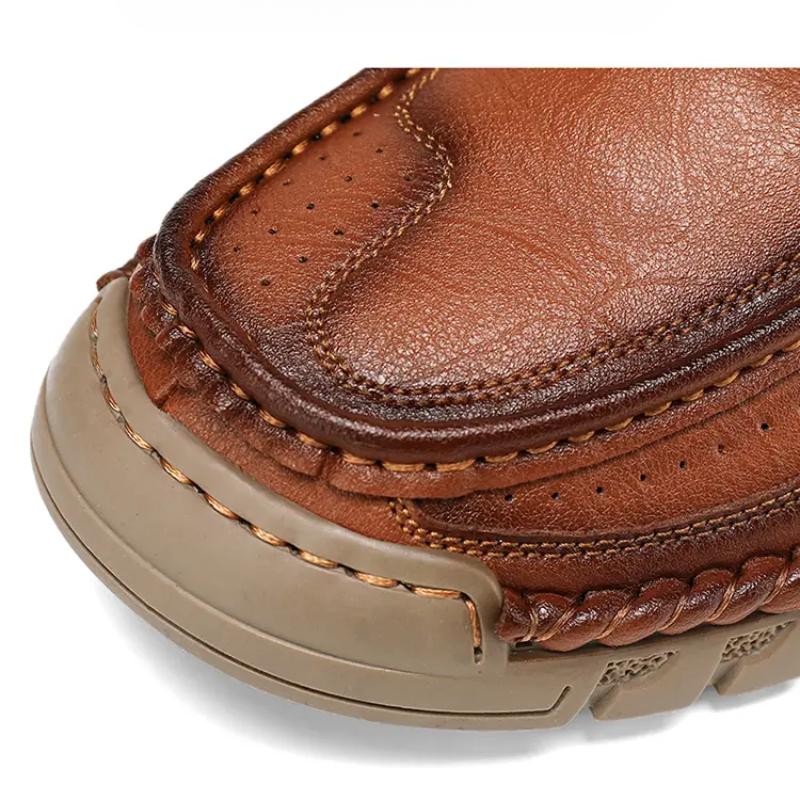 Mocasines de cuero hechos a mano para hombre, mocasines casuales y cómodos, sin cordones, planos, para caminar, gran oferta