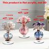 Delicate Flower Pattern Optional Acrylic Display Stand Rotates Desk Ornament 2D Flat Acrylic for Home Decorations