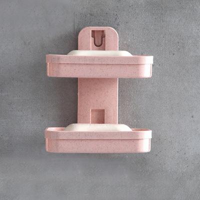 Hot Selling Soap Holder Bathroom Suction Cup Double-layer Soap Holder Wall Mounted Soap Holder with Drain Storage Rack розовый