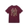 New Era MLB New York Yankees Logo Potisk Kulatý Výstřih Tričko Unisex Vrcholy Fialová Hnědá 13075329
